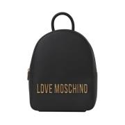 Moschino Svart Trendig Ryggsäck med Gyllene Detaljer Black, Dam