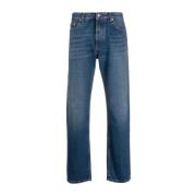 Off White Stonewashed Straight-Leg Blå Jeans Blue, Herr