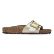 Birkenstock Sandal med Satinfinish och Metallspänne Gray, Dam