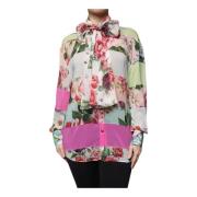 Dolce & Gabbana Blommig Patchwork Ascot Krage Silke Topp Multicolor, D...