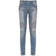 Balmain Indigo Blå Distressed Denim Jeans Blue, Herr