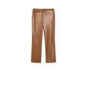 Max Mara Brun Slim-Fit Coated Byxor med Läderdetaljer Brown, Dam