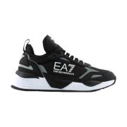 Emporio Armani EA7 Svarta Sneakers - Tryckt Logotyp - Rund Tå Black, H...