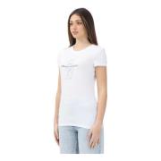 Armani Exchange Vit kortärmad T-shirt för kvinnor Modern design White,...