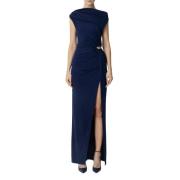 Elisabetta Franchi Asymmetrisk Jersey Red Carpet Klänning Blue, Dam