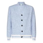 Eleventy Denim Cardigan med Randig Krage Blue, Herr