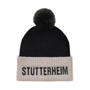 Stutterheim Pompom Ribbstickad Beanie Black, Herr