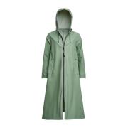 Stutterheim Lättvikts Dragkedja Knälång Regnrock Green, Dam