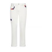 Dior KennyScharf Patches Jeans Män Italien White, Herr