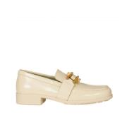 Bottega Veneta Läder Loafers med Guldtonad Maskinvara Beige, Dam