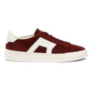 Santoni Suede Lädersneaker med Dubbelspänne Red, Herr