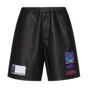 Valentino Lädershorts med lappdetaljer Black, Herr