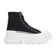 Alexander McQueen Canvas High Top Sneakers Kvinnor Italien Black, Dam