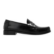 Saint Laurent Läder Penny Loafers med YSL Logo Black, Herr