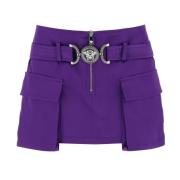 Versace Medusa Satin Cargo Kjol Purple, Dam