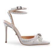 Mach & Mach Pärla Båge Satin Pumps White, Dam