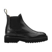 Doucal's Kvinnors läder dovetail beatle boot | svart Black, Dam