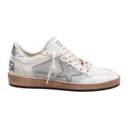 Golden Goose Glitter Läder Sneakers Vit Silver Gray, Dam