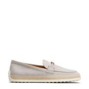 Tod's Läder Loafers med Guldtonad Maskinvara Gray, Dam