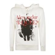 Alexander McQueen Logo Hoodie Sweatshirt Fram Grafiskt Tryck White, He...