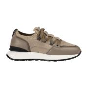 Doucal's Kvinnors läder, mocka och tekniskt tyg sneaker |sand- Beige, ...