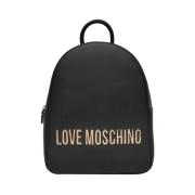 Moschino Ivory Trendig Ryggsäck med Gyllene Detaljer Black, Dam