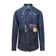 Dsquared2 Smiley Denim Skjorta Herrmode Blue, Herr