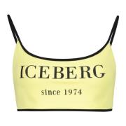 Iceberg Logo Print Bikini Top Yellow, Dam