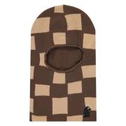 Market Rutig Stickad Balaclava med Frambroderi Brown, Herr