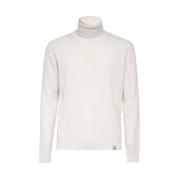 Brioni Kashmir Turtleneck Tröja med Läderinsatser Beige, Herr