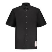 Lanvin Bomullsskjorta med Patch och Nacre Knappar Black, Herr