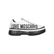 Love Moschino Kontrasterande Low-Top Sneakers White, Dam