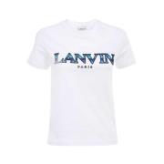 Lanvin Bomull T-shirt med Patch Detalj White, Dam