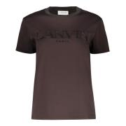 Lanvin Broderad bomull T-shirt Brown, Dam