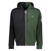 Fred Perry Kontrast Full Zip Hoodie med Förstört Effekt Green, Herr