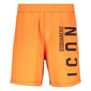 Dsquared2 Präglad Logo Print Sweatshorts Orange, Herr