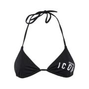 Dsquared2 Logo Print Triangel Bikini Topp Black, Dam