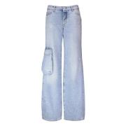 Off White Klassiska Denim 5-Fickor Jeans Blue, Dam