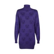 Moschino Monogram Broderad Ullklänning Purple, Dam