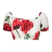 Dolce & Gabbana Blommig bomull crop top Multicolor, Dam