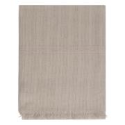 Malo Randig Cashmere Scarf med Fransad Kante Beige, Unisex