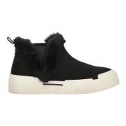 Love Moschino Höga mockasinsneakers med pälsdetaljer Black, Dam