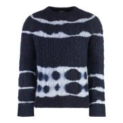 Malo Räfflad crew-neck alpacka tröja Blue, Herr