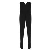 Sergio Rossi Techno Fabric Sweetheart Jumpsuit Black, Dam