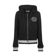 Versace Jeans Couture Broderad Full Zip Hoodie Black, Dam