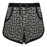 Balmain Logo Jacquard Bermuda Shorts Black, Dam