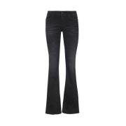 Dondup Bootcut Jeans med Läderlogotyp Black, Dam