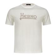 Herno Broderad logotyp T-shirt i bomull White, Herr