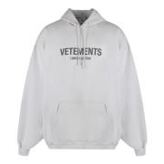 Vetements Kontrast Logo Hoodie Unisex Linje Gray, Herr