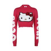 Gcds Intarsia Crew-Neck Sweater Pink, Dam